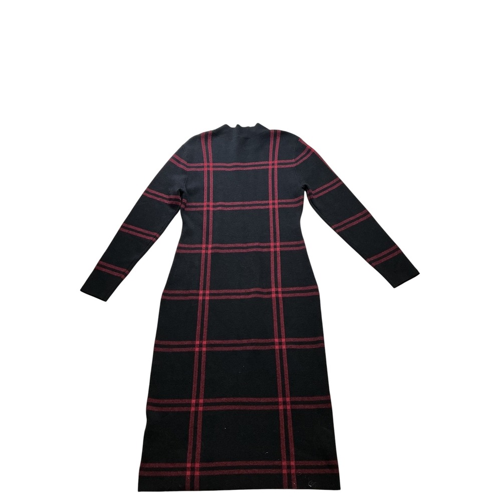 Emery Rose Womens Plaid Mock Neck Long Sleeve Bodycon Sweater Midi Dress Medium - Picture 8 of 9